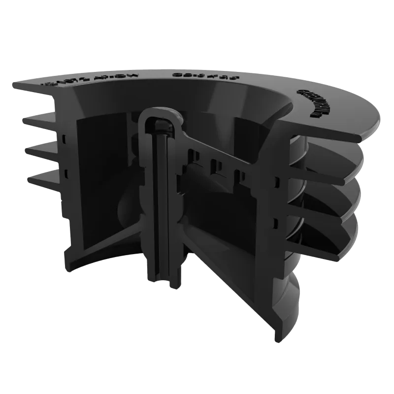 Cross-section of the Green Drain one-way silicone valve showing internal mechanism
