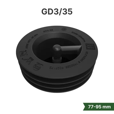 Green Drain GD3/35 waterless trap seal with extended gasket for 3 to 3.5 inch drains