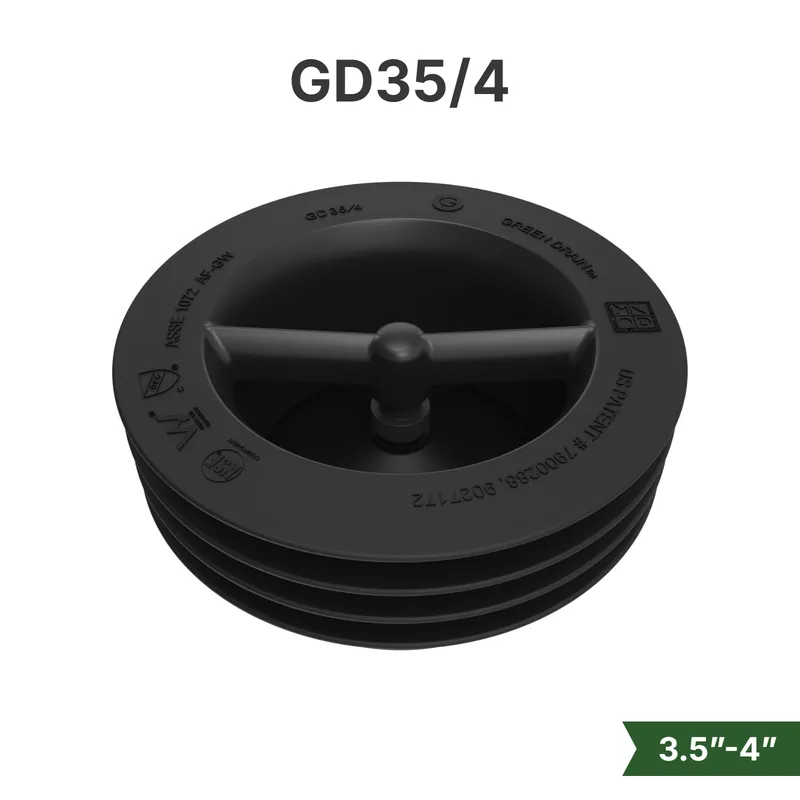Green Drain GD35/4 waterless trap seal with extended gasket for 3.5 to 4 inch drains