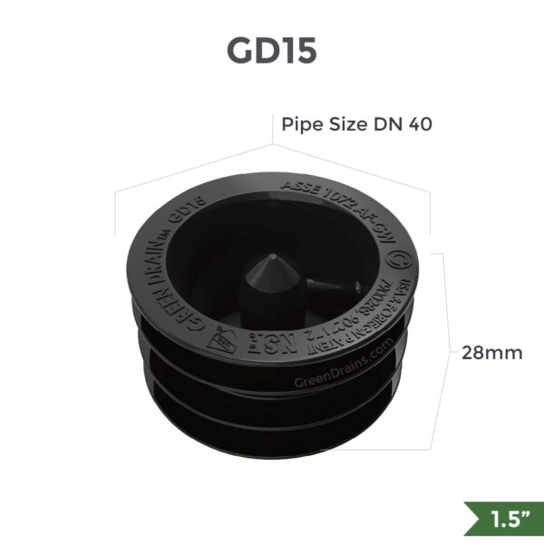 Green Drain GD15 waterless trap seal for 1.5-inch drains