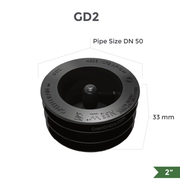 Green Drain GD2 waterless trap seal for 2-inch floor drains