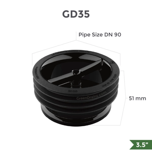 Green Drain GD35 waterless trap seal for 3.5-inch kitchen floor drains