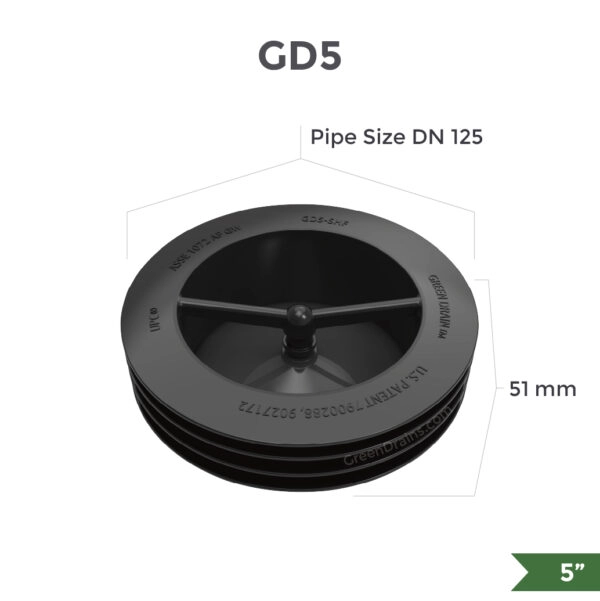 Green Drain GD5 waterless trap seal for 5-inch industrial floor drains